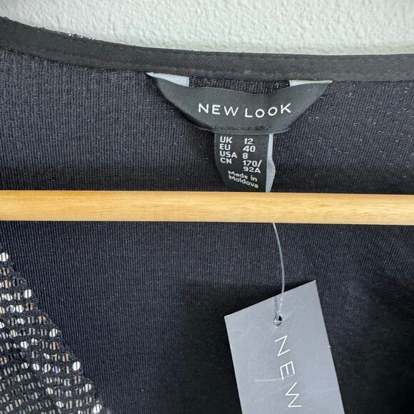 NWT New Look ASOS Silver Mirrored Sequin Twist Mini Dress size 8 - Picture 5 of 7